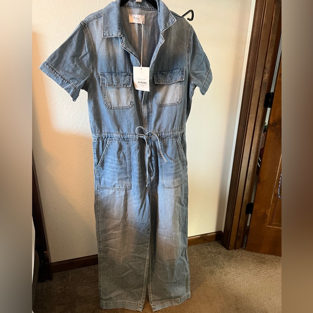 Denim wide-leg jumpsuit